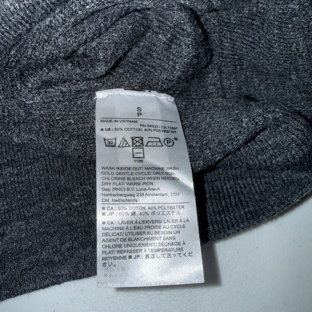 Banana Republic Mens S Cotton Textured Knit Crewneck Sweater Gray  Black New NWT